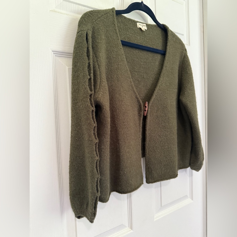 Moss Green Open-Front Women’s Sweater Cardigan - Picture 8 of 13